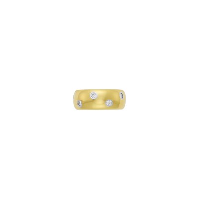 Lot 3 - Tiffany & Co. Wide Gold, Platinum and Diamond 'Etoile' Band Ring