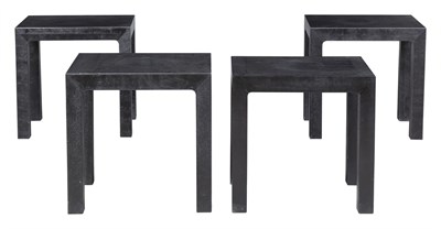 Lot 329 - Set of Four Black Faux Shagreen Clad Side Tables