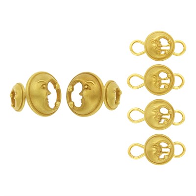 Lot 31 - Barry Kieselstein-Cord Gold Crescent Moon Dress Set