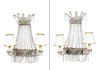 Lot 783 - Pair of Regency Style Cut-Glass and Beaded...