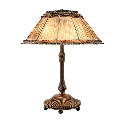 Lot 503 - Tiffany Studios Gilt-Bronze and Favrile Glass Linenfold Table Lamp