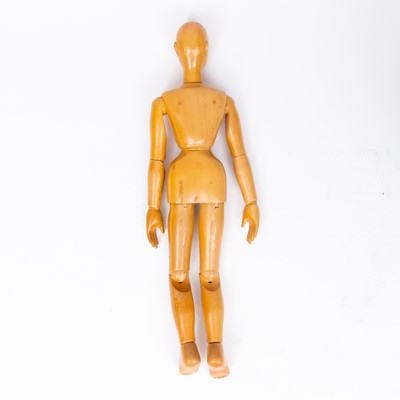 Lot 358 - Three Large Carved Wooden Articulated Figural Models