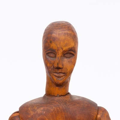 Lot 358 - Three Large Carved Wooden Articulated Figural Models