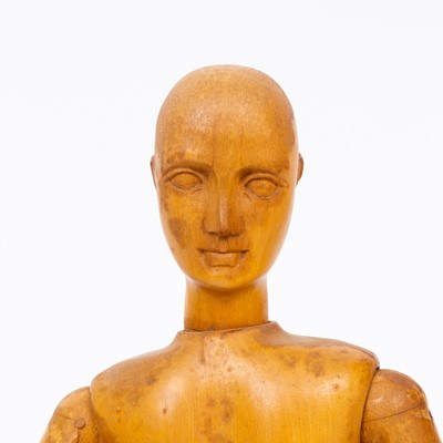 Lot 358 - Three Large Carved Wooden Articulated Figural Models