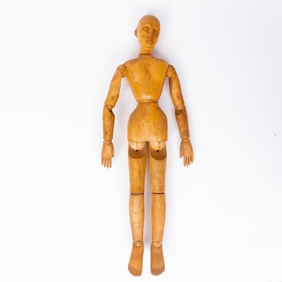 Lot 358 - Three Large Carved Wooden Articulated Figural Models