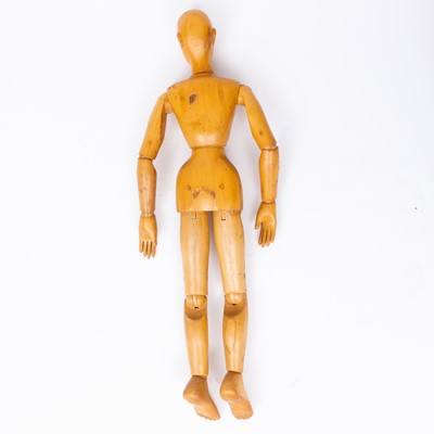 Lot 358 - Three Large Carved Wooden Articulated Figural Models