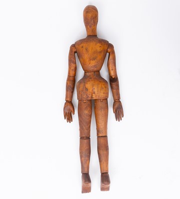 Lot 358 - Three Large Carved Wooden Articulated Figural Models