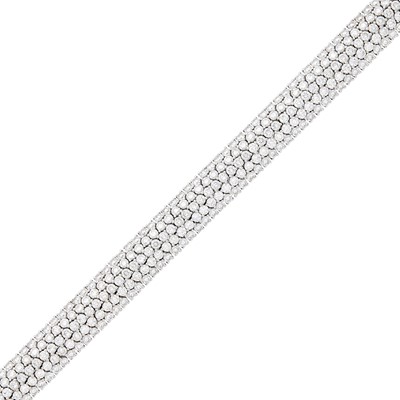 Lot 215 - Five Row White Gold and Diamond Bracelet