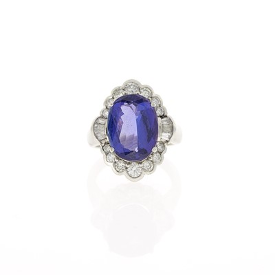 Lot 2069 - Platinum, Tanzanite and Diamond Ring