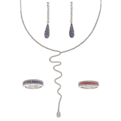 Lot 2194 - Group of White Gold, Diamond and Gem-Set Jewelry