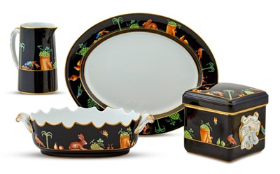 Lot 342 - Group of Le Tallec for Tiffany & Co. Black Shoulder Pattern Private Stock Porcelain Table Articles