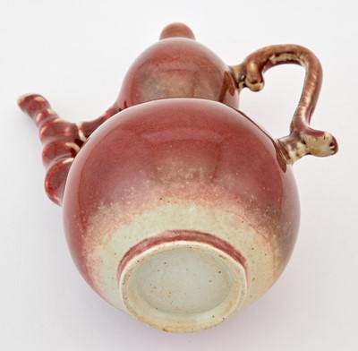 Lot 340 - A Chinese Peachbloom Glazed Porcelain Double Gourd Ewer