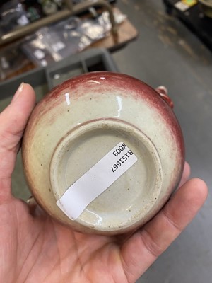 Lot 340 - A Chinese Peachbloom Glazed Porcelain Double Gourd Ewer