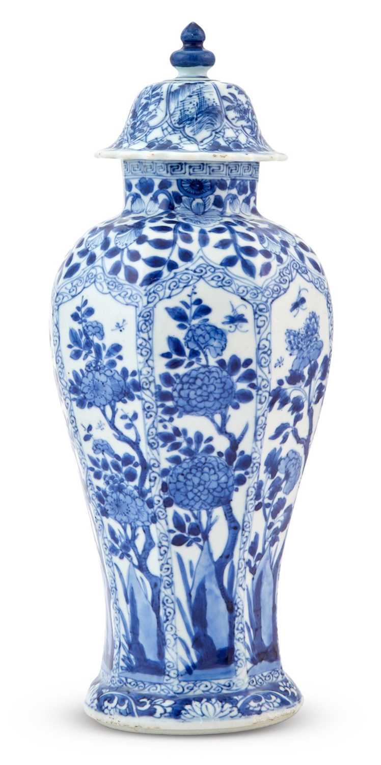 Lot 336 - A Chinese Blue and White Porcelain Baluster Vase and Cover