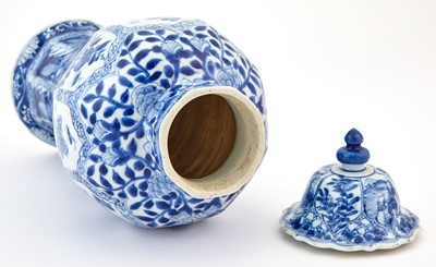 Lot 336 - A Chinese Blue and White Porcelain Baluster Vase and Cover