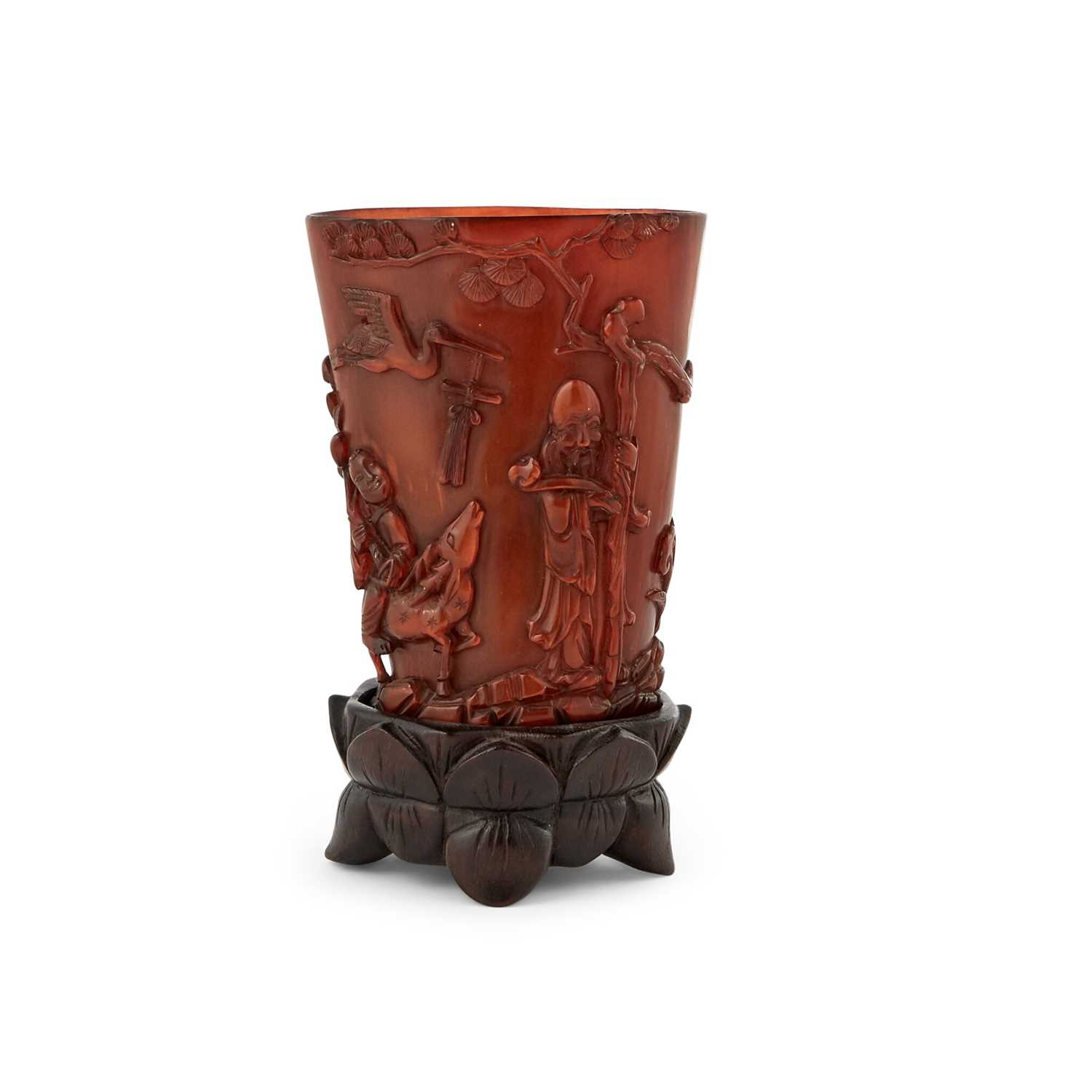 Lot 165 - A Chinese Carved Horn Brush Pot