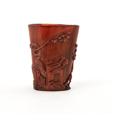 Lot 165 - A Chinese Carved Horn Brush Pot