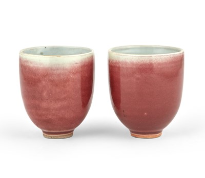 Lot 354 - A Pair of Chinese Oxblood Porcelain Cups