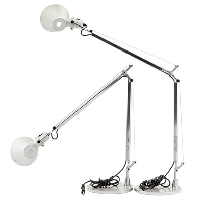 Lot 189 - Pair of Michele de Lucchi and Giancarlo Fassina Aluminum "Tolomeo" Table Lamps