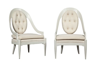 Lot 166 - Pair of Art Moderne Style Upholstered Painted Wood Armchairs