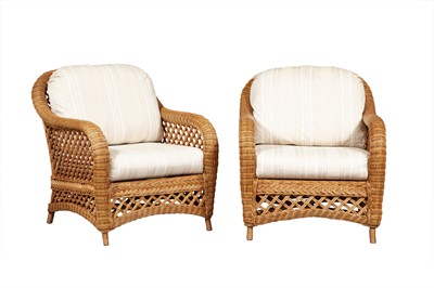 Lot 129 - Pair of Wicker Armchairs