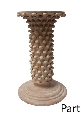 Lot 106 - Stylized Terracotta and Glass Pedestal Table