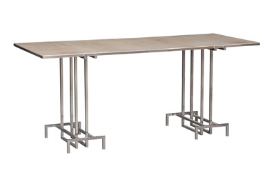 Lot 145 - Juan Montoya Stainless Steel & Parchment Console