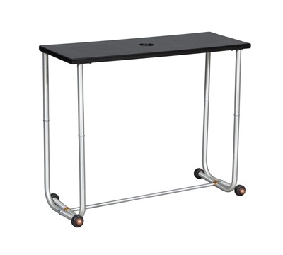 Lot 64 - American Warren MacArthur Style Brushed Aluminum and Ebonized Wood Console Table