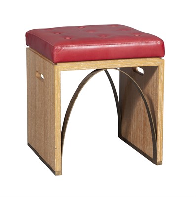 Lot 97 - Juan Montoya Cerused Oak, Leather and Metal Stool