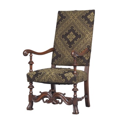 Lot 184 - Italian Baroque Style Upholstered Walnut Armchair