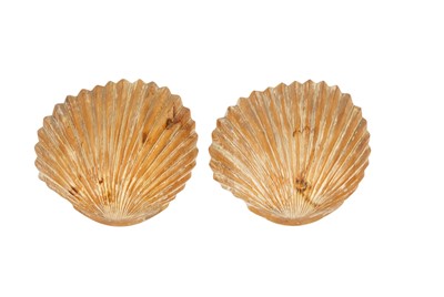 Lot 183 - Pair of Parcel Painted Pine Shell Form Wall Sconces