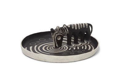 Lot 71 - Jean Lambert Rucki Enameled Metal "Ane s'Abreuvant ou l'Ane et aux Cercles