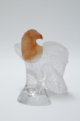 Lot 164 - Daum Amber and Clear Frosted Glass Figure of an Eagle