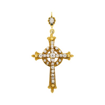 Lot 110 - Gold, Diamond and Paste Cross Pendant
