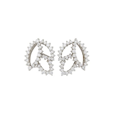 Lot 210 - Angela Cummings Pair of Platinum and Diamond Leaf Earclips