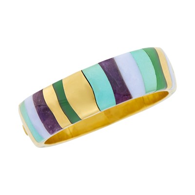 Lot 5 - Tiffany & Co. Gold and Hardstone Bangle Bracelet