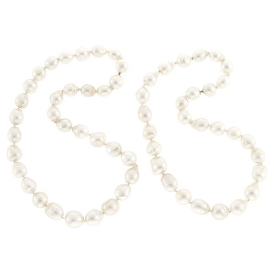 Lot 2163 - Pair of Baroque Cultured Pearl Necklaces