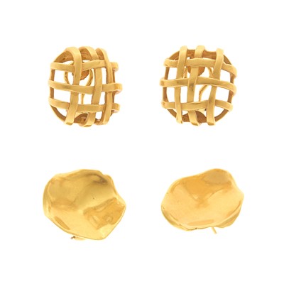 Lot 2019 - Gumps Pair of Gold Earrings and Angela Cummings Pair of Gold Earclips