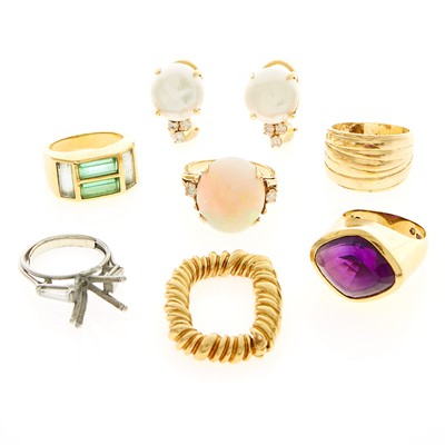 Lot 2154 - Group of Gold, Diamond and Gem-Set Jewelry
