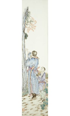 Lot 228 - A Chinese Enameled Porcelain Figural Plaque