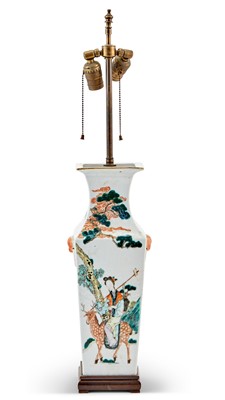 Lot 223 - A Chinese Square-Form Porcelain Vase with Caligraphy