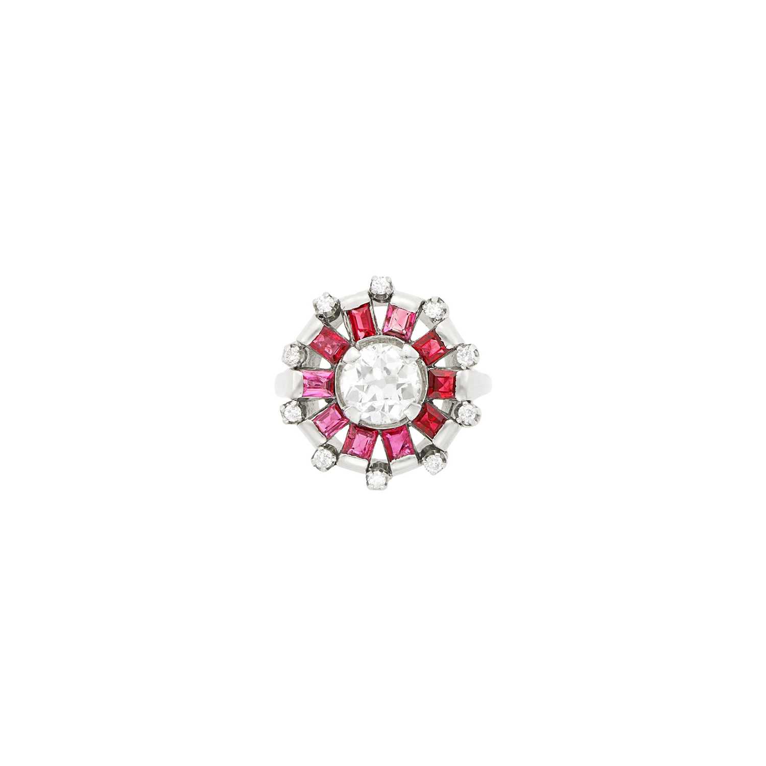 Lot 98 - White Gold, Diamond and Ruby Ring
