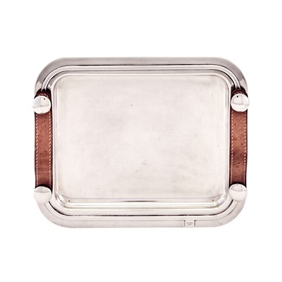 Lot 289 - Hermes Silver Plated and Leather Tray
