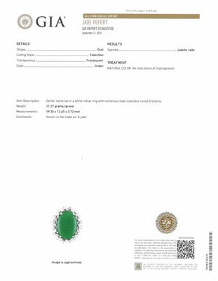 Lot 1082 - Platinum, Jade and Diamond Ring