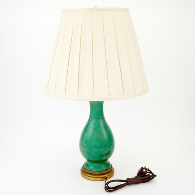 Lot 337 - Green Crackle Glazed Ceramic Lamp