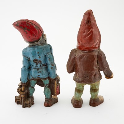 Lot 111 - Two Painted Cast Iron Gnome Door Stops