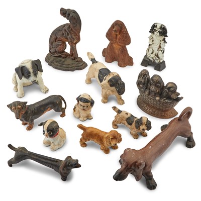 Lot 166 - Group of Thirteen Painted Dog Cast Iron Door Stops