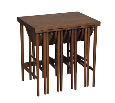 Lot 283 - Bertha Schaefer for Singer & Sons Nest of Five Walnut Model 2112 Tables