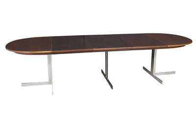 Lot 586 - Custom Mahogany and Chromed Metal Extension Dining Table