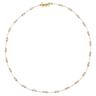 Lot 1059 - Two-Color Gold and Diamond Necklace